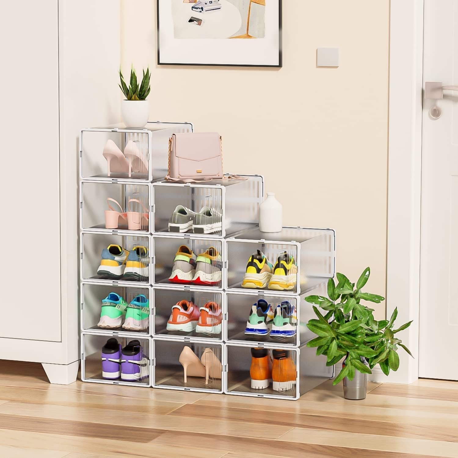 Plastic Stackable Shoe Storage Box (1 Pc) Plastic Stackable Shoe Storage Box (1 Pc)